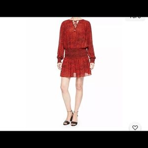 MICHAEL KORS SUNARI GRAPHIC PRINT SMOCKED DRESS SIZE S